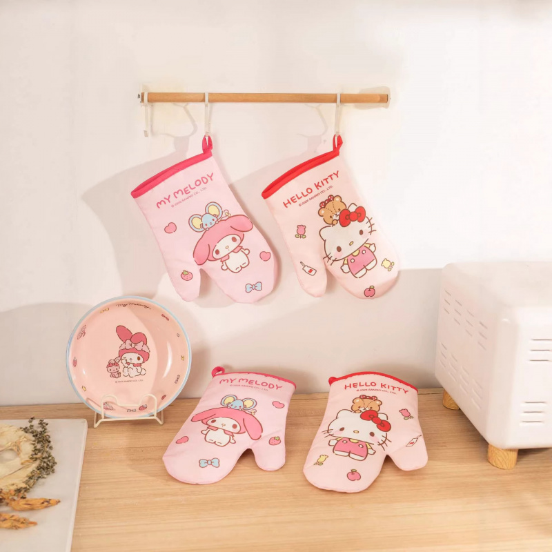 Oven Mitt Silicone - Hello Kitty Kuromi Silicone Gloves Thickened