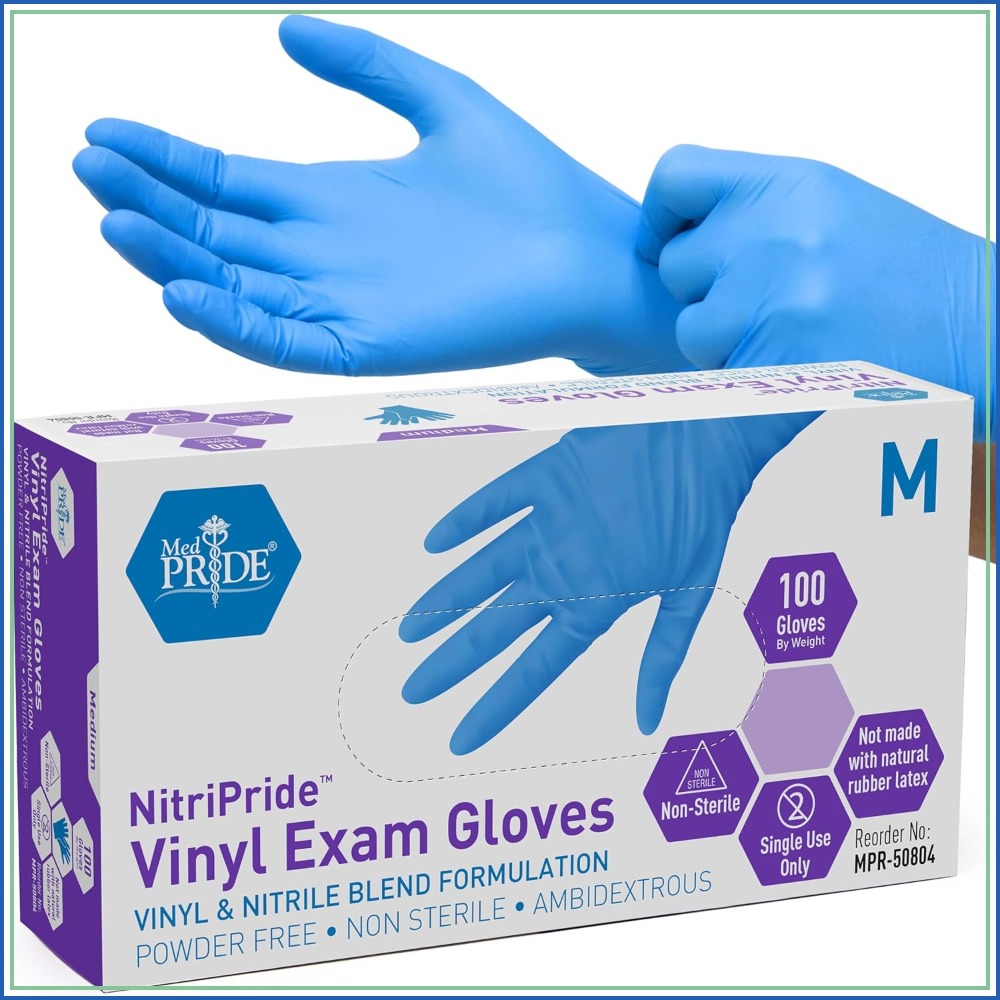 Exam Glove Nitrile - Nitrile/Vinyl Blend Exam Gloves, Powder-Free, Blue,
