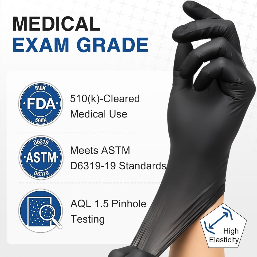 Exam Glove Nitrile - Disposable Black Nitrile Gloves Powder Free