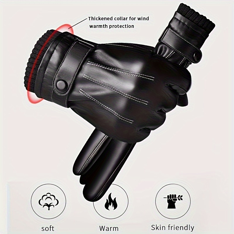 Leather Driving Glove - 1Pair Winter Gloves Warm Driving Motorcycle