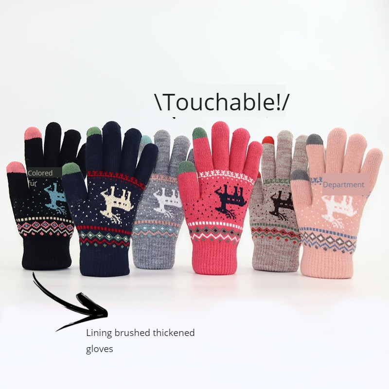 Wool Glove Lined - Autumn and Winter Thickened Touchscreen Warm