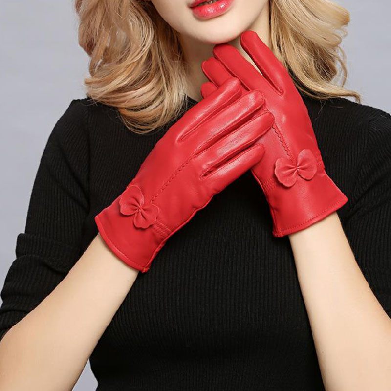 Wool Glove Lined - Women Genuine Leather Winter Warm Glove