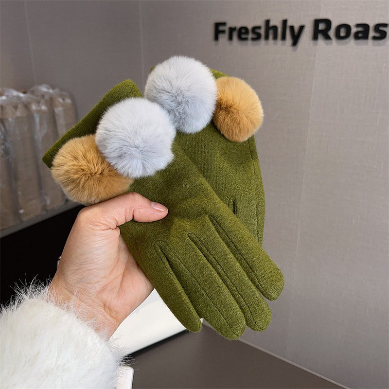 Wool Glove Lined - Gloves Women Wool Plaid Fox Fur