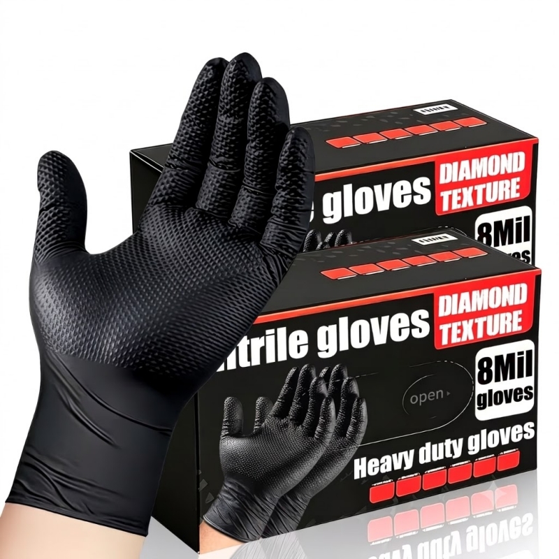 Nitrile Mechanic Glove - Heavy Duty Black Industrial Nitrile Gloves