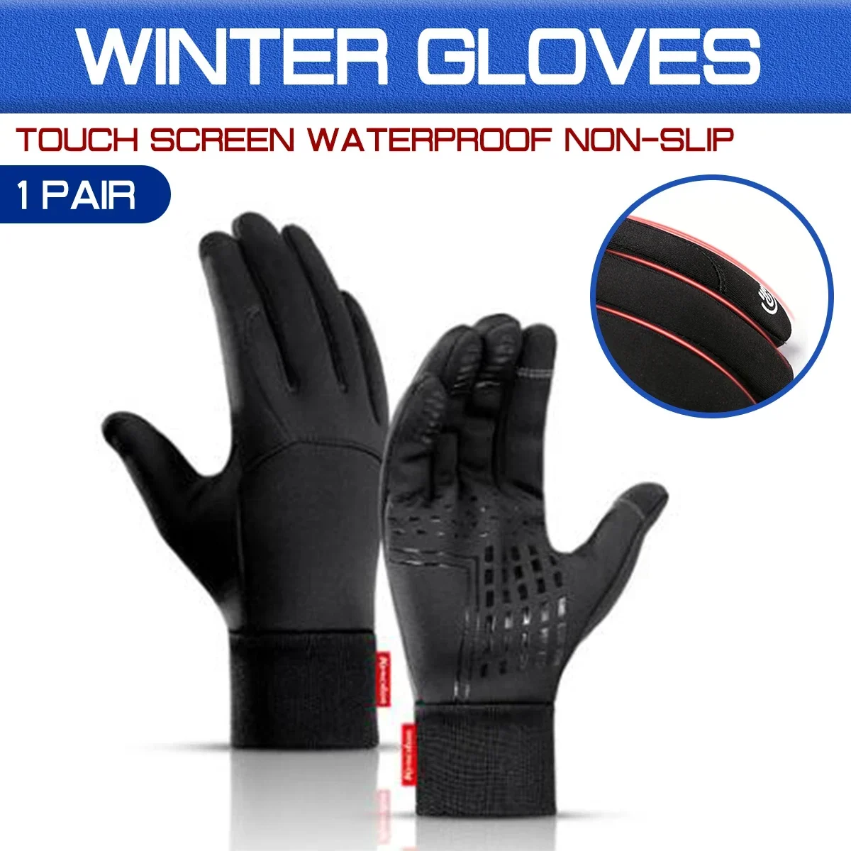 Ski Glove Waterproof - Waterproof Black/Grey Non-slip Ski Snow Riding