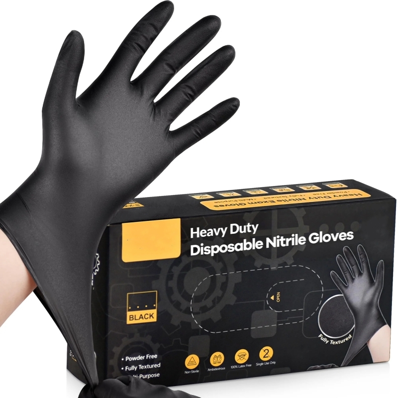 Latex Disposable Glove - 20PCS Black Disposable Nitrile Gloves 4Mil