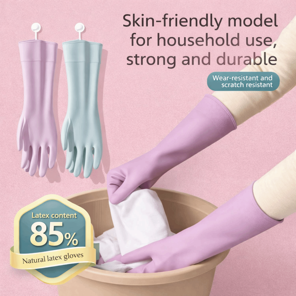 Dish Glove Rubber - Latex Dish Washing Gloves with Cotton
