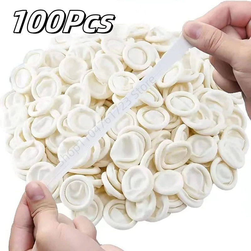 Latex Disposable Glove - 100Pcs Disposable Finger Cover Rubber Gloves