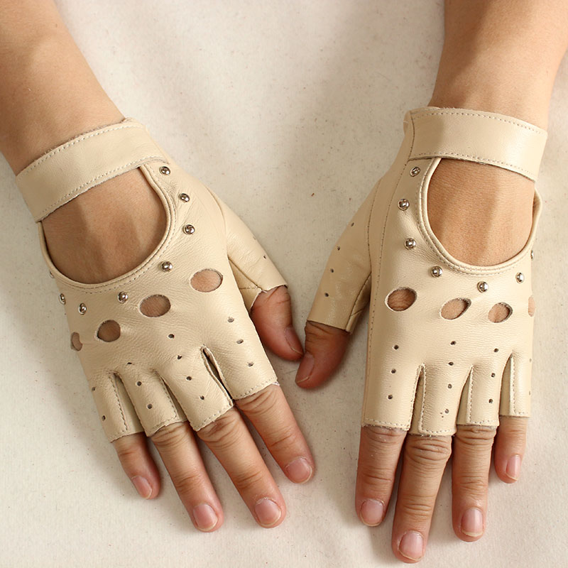 Leather Driving Glove - Women's Leather Half Finger Gloves Thin