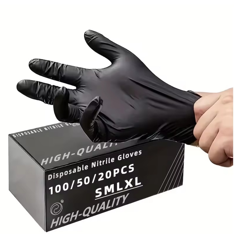 Nitrile Mechanic Glove - 100/50/20PCS Black Nitrile Gloves Thickened Disposable