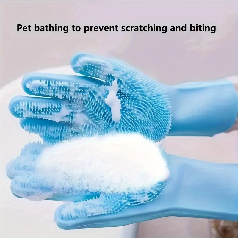 Rubber Glove Cleaning - Multifunctional Silicone Pet Grooming Gloves Hair