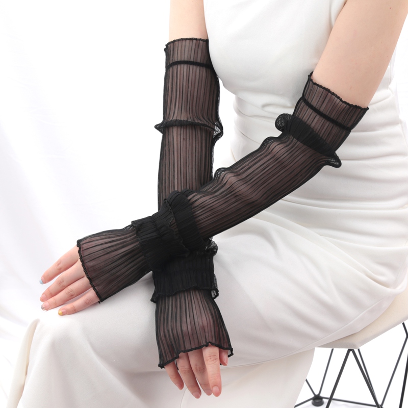Fingerless Glove Knit - 1 Pair Ice Silk Long Sleeves