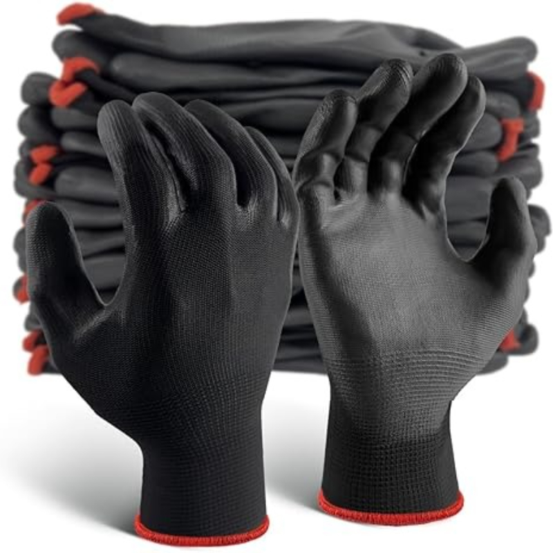 Nitrile Mechanic Glove - 6/12/18PCS Black PU Coating Gloves Anti-Slip