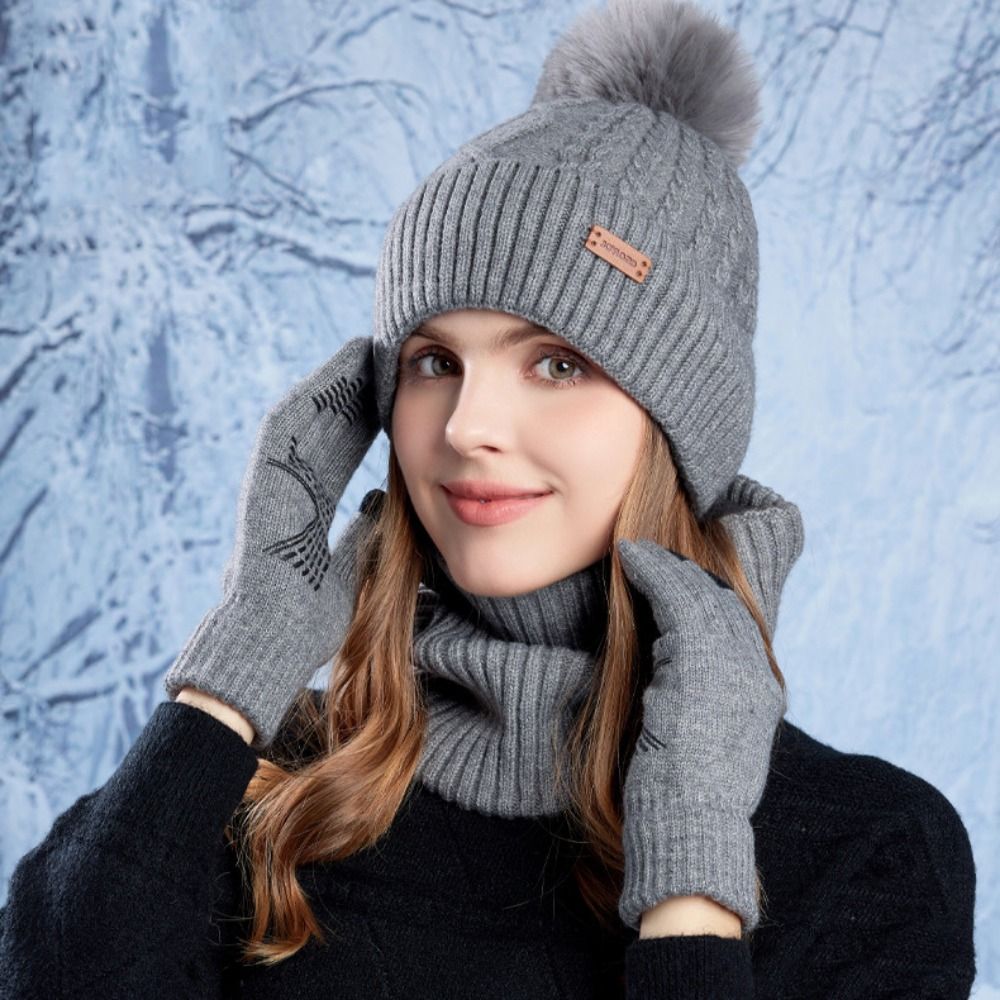 3pcs Hiking Solid Color Hat Sc - Wool Glove Lined review and price