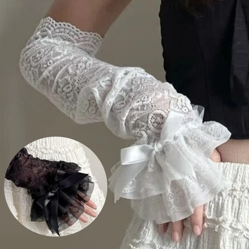 Hollow Out Lace Long Arm Sleev - Fingerless Glove Knit review and price