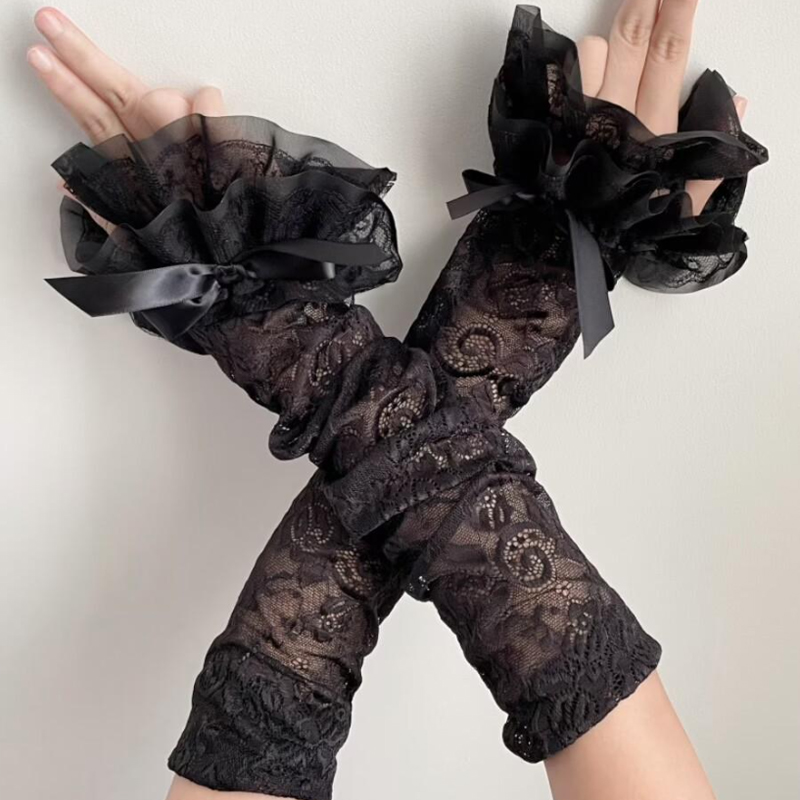 Hollow Out Lace Long Arm Sleev - Fingerless Glove Knit review and price