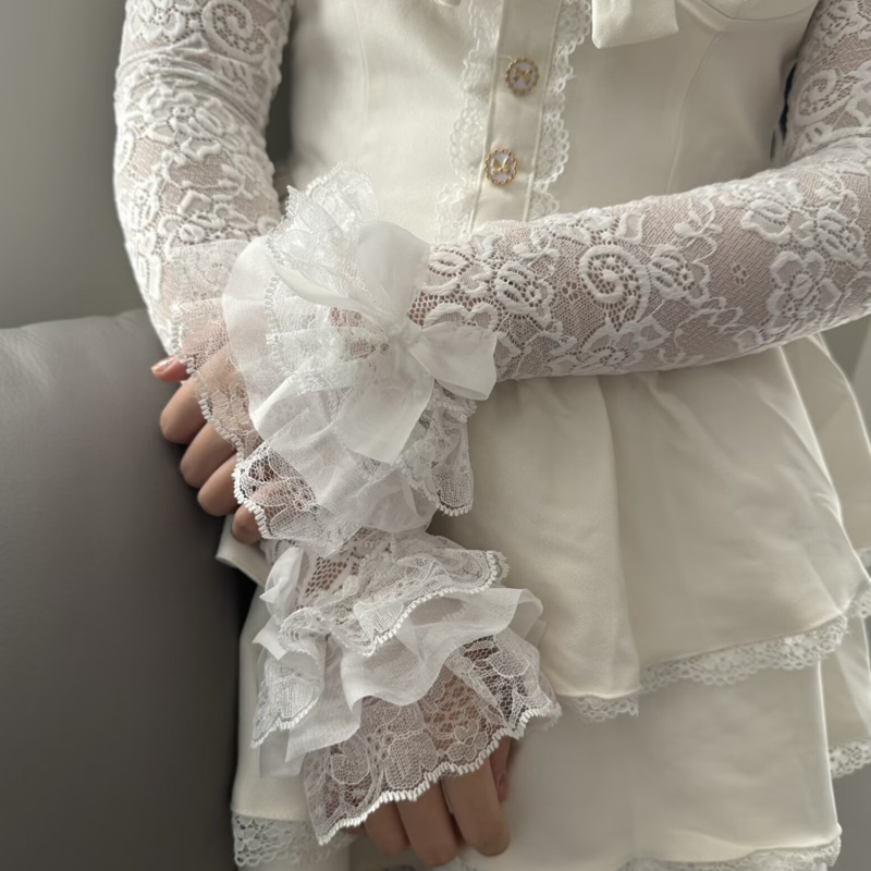 Hollow Out Lace Long Arm Sleev - Fingerless Glove Knit review and price