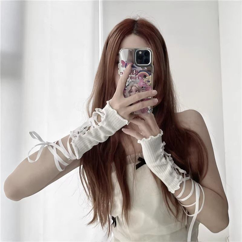 Women Lace‑Up Fingerless Arm S - Fingerless Glove Knit review and price