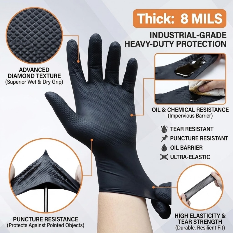 Heavy Duty Black Industrial Ni - Nitrile Mechanic Glove review and price