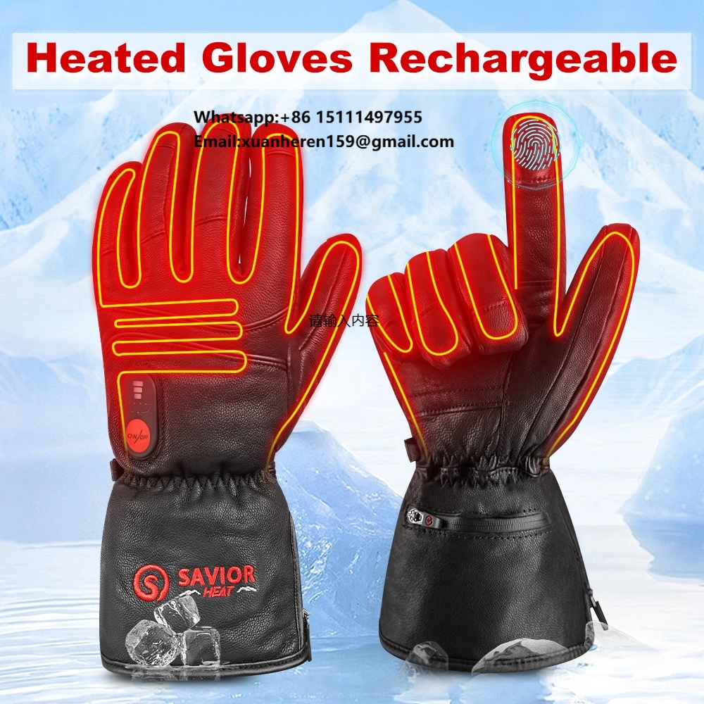Heated Leather Gloves Men Wome - Ski Glove Waterproof review and price
