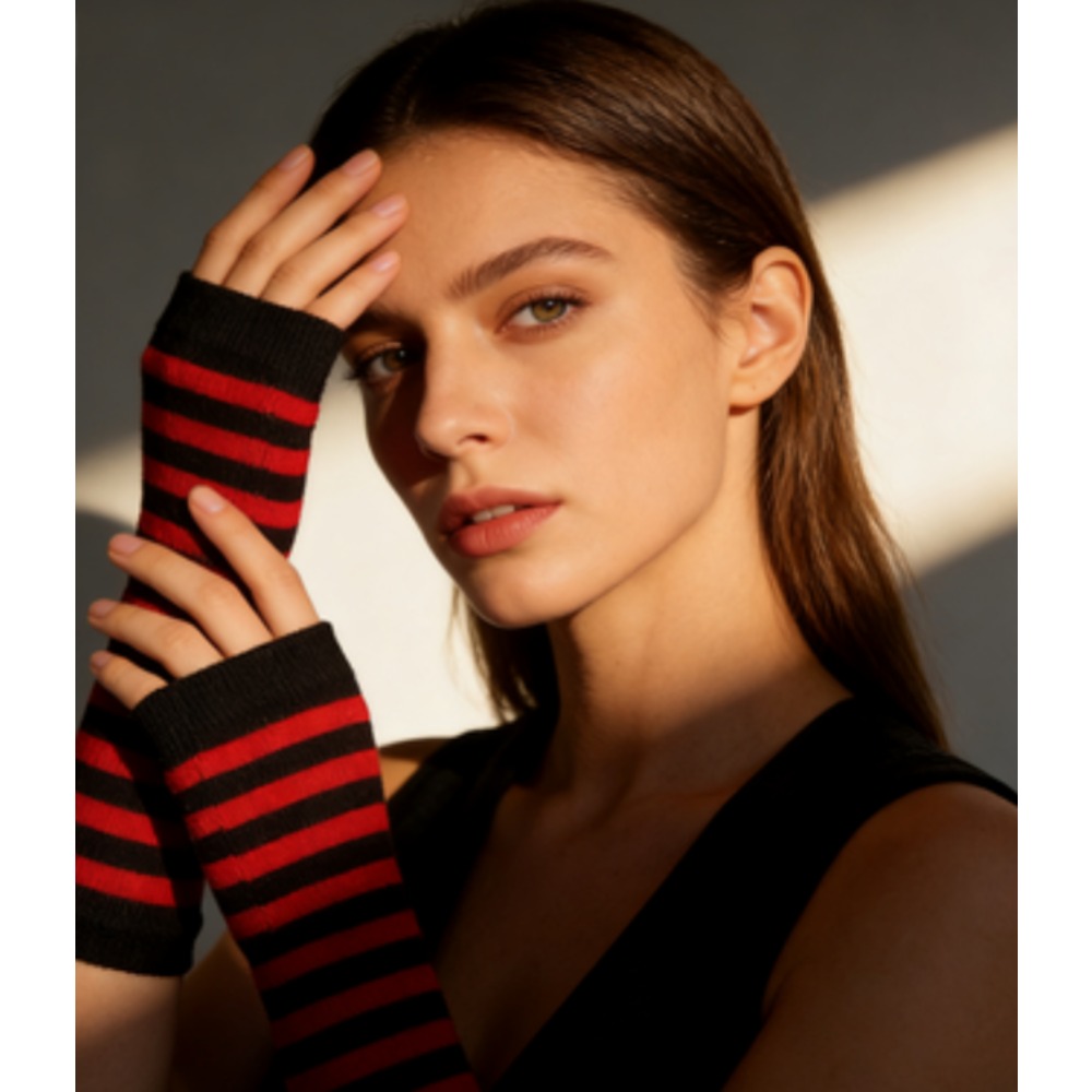 PESENAR Red  Black Striped Fin - Fingerless Glove Knit review and price