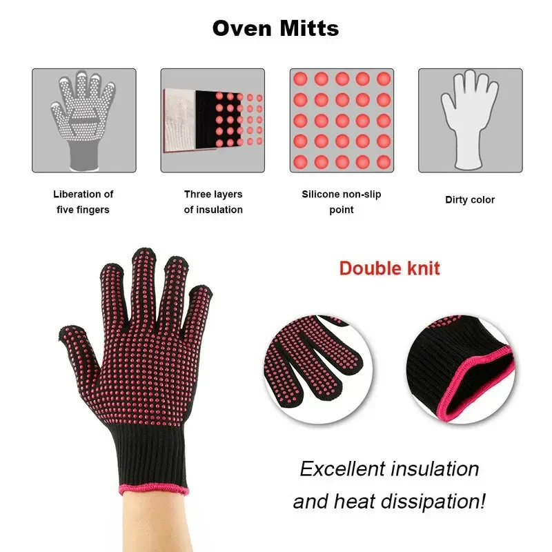 1 Pair Non-Slip Silicone BBQ G - Oven Mitt Silicone review and price