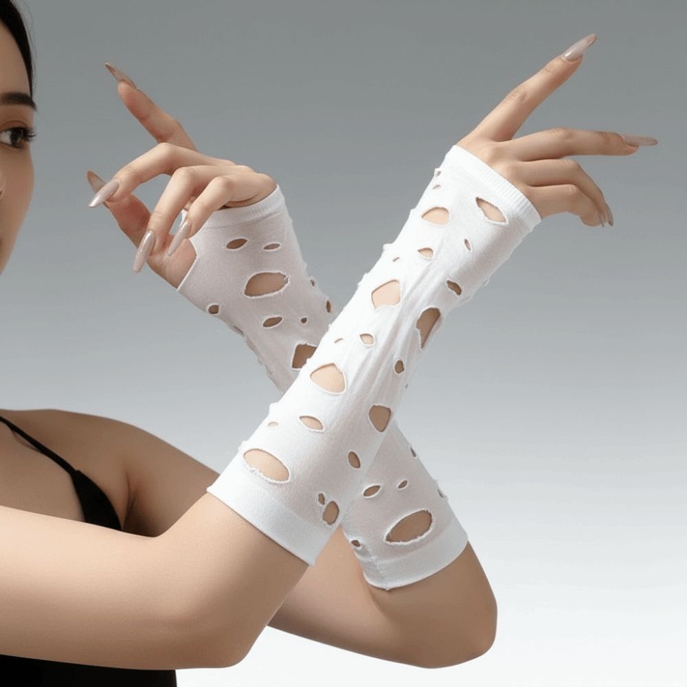 Sleeve Covers Ripped Arm Warme - Fingerless Glove Knit review and price
