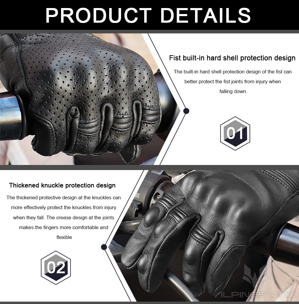 Unisex Vintage Leather Motorcy - Motorcycle Glove Knuckle review and price