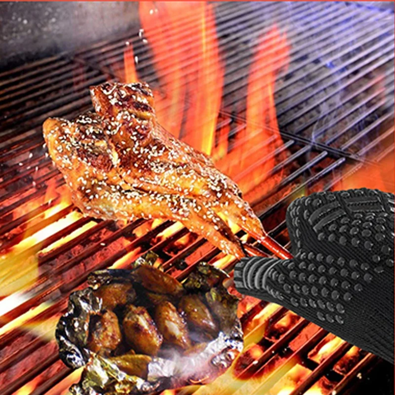 Flame Retardant Non-slip BBQ F - Oven Mitt Silicone review and price