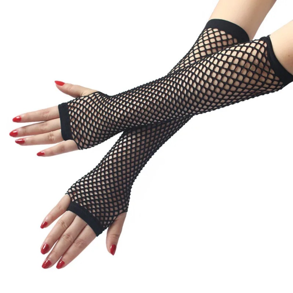 Women Neon Fishnet Long Finger - Fingerless Glove Knit review and price