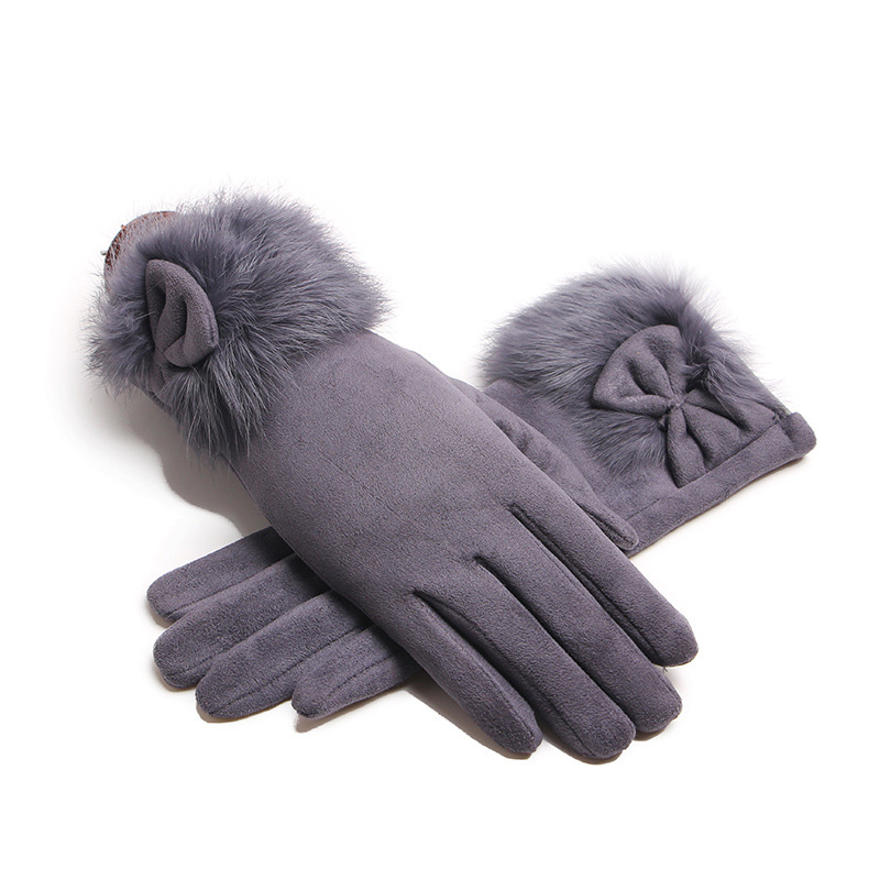 Winter Female Suede Leather Bo - Leather Driving Glove review and price