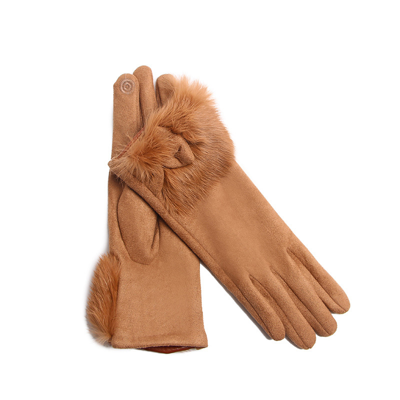 Winter Female Suede Leather Bo - Leather Driving Glove review and price