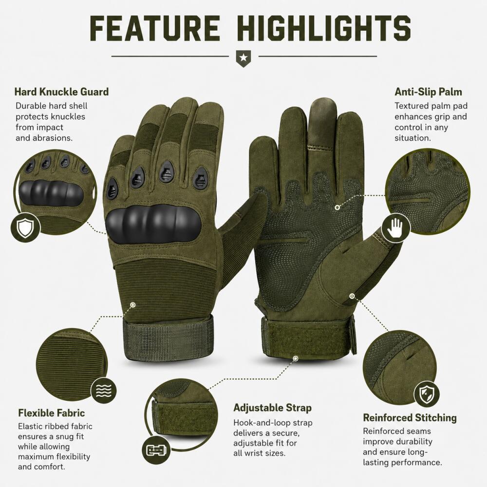 Full Finger Tactical Gloves wi - Motorcycle Glove Knuckle review and price