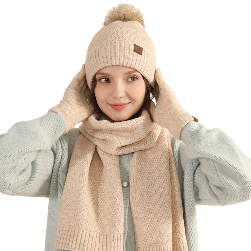 Winter Warm Wool Hat Scarf Glo - Wool Glove Lined review and price